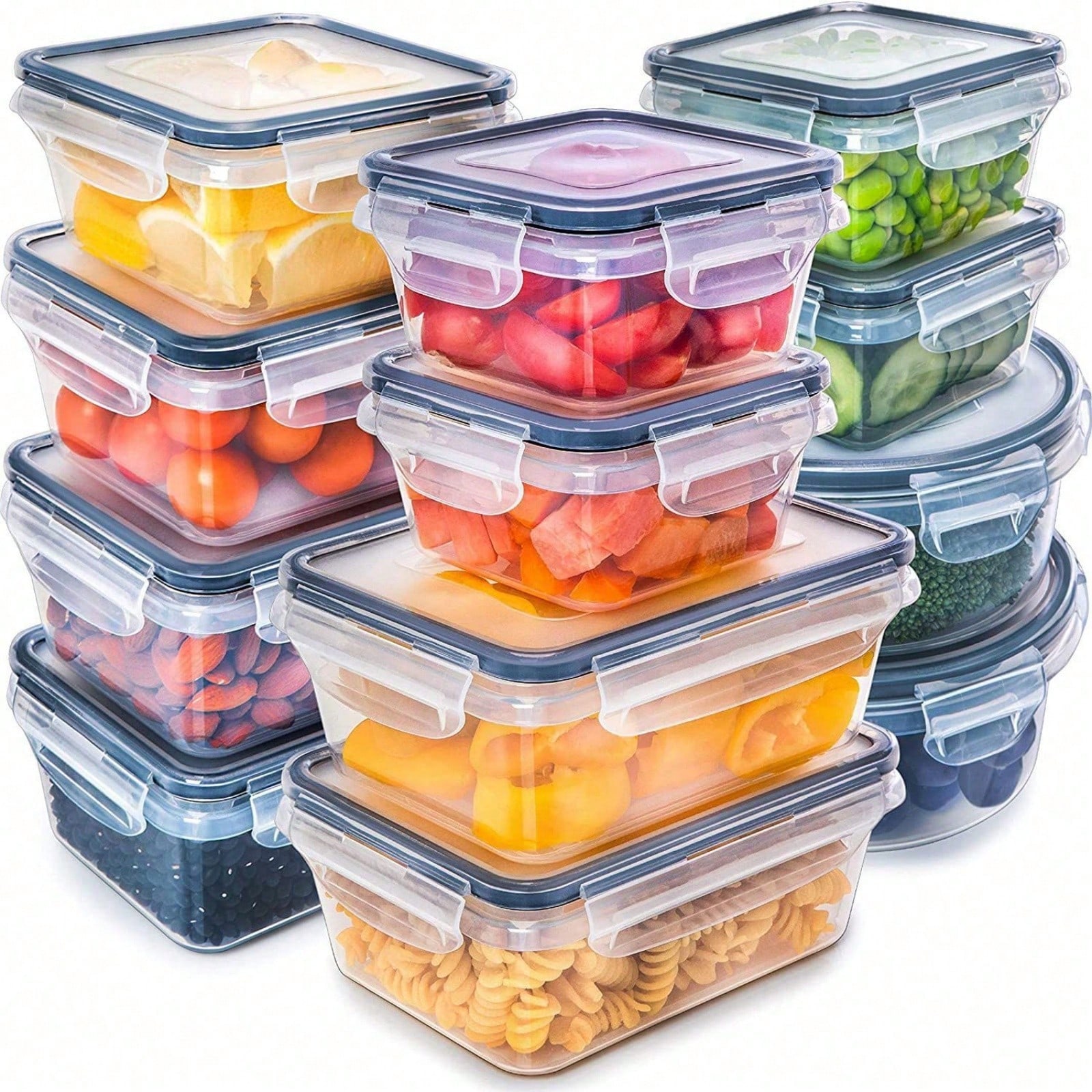 Meal Prep Glass Containers - 12 caixas plásticas seladas para armazenamento