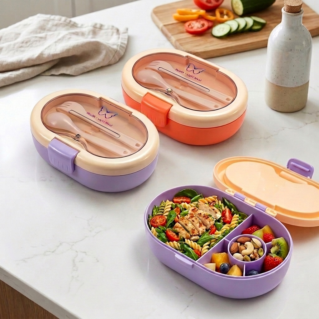 Meal Prep Or Prep Meal - Marmita Plástica com Compartimentos, Talheres e