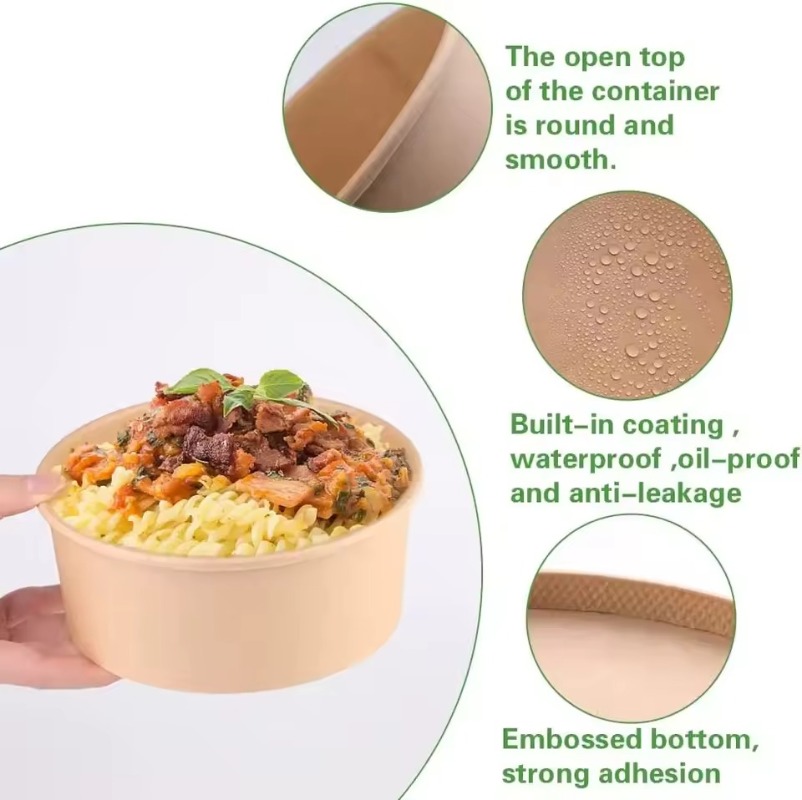 Tigelas redondas de papel kraf - Meal Prep Noodles avaliação e preço