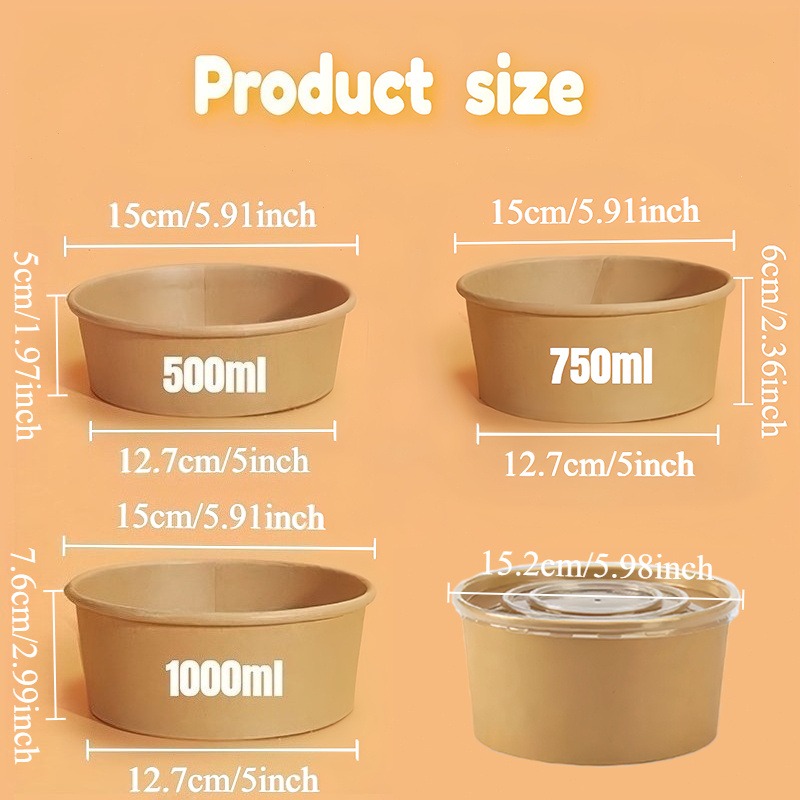 Tigelas redondas de papel kraf - Meal Prep Noodles avaliação e preço